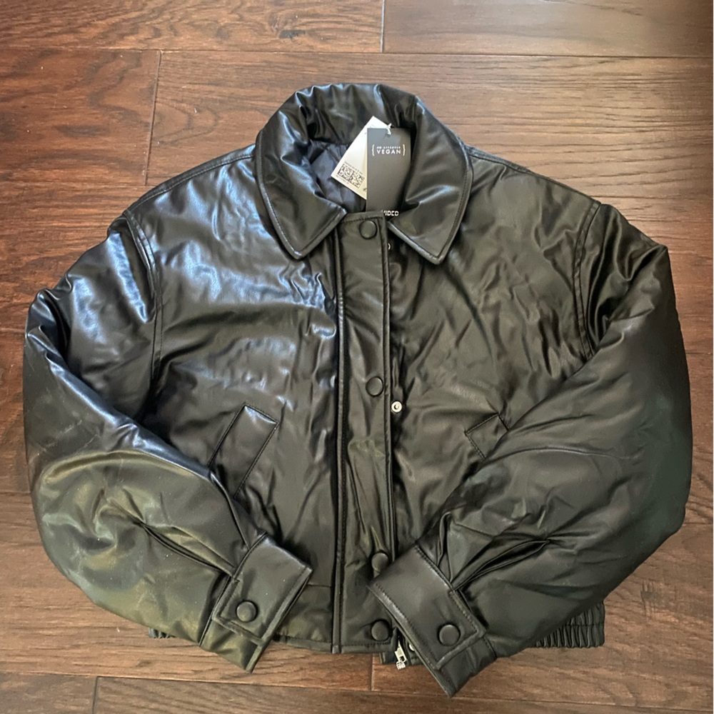 Faux Vegan Leather Bomber Jacket